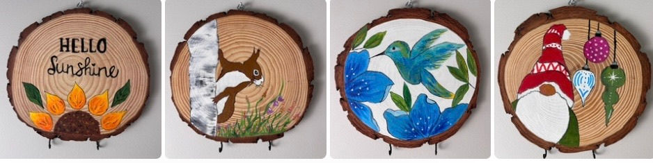 2 Sided - Wood Key Holder -4 designs 