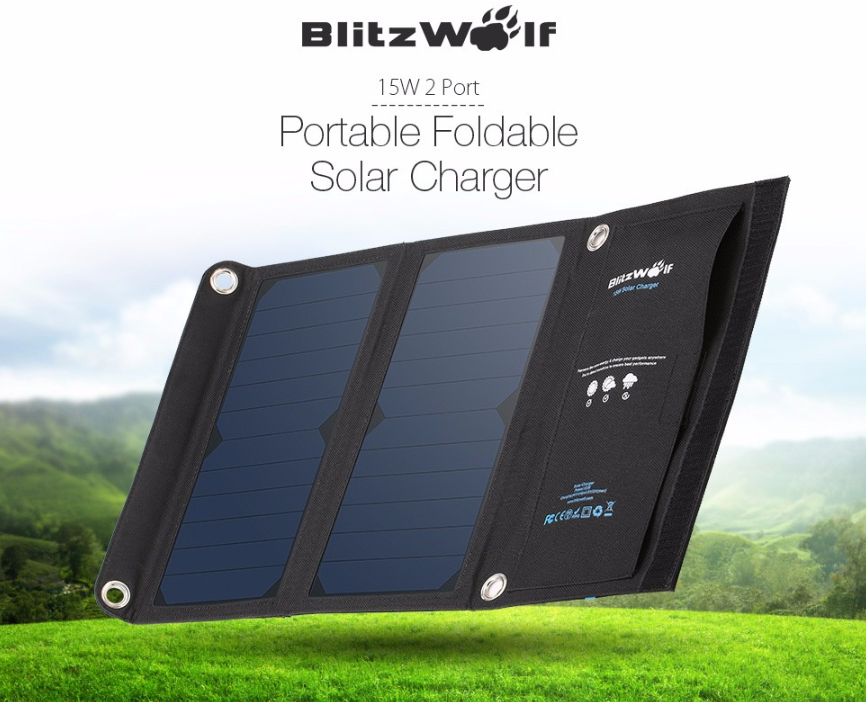 BlitzWolf 15W 2A chargeur pliable portable solaire