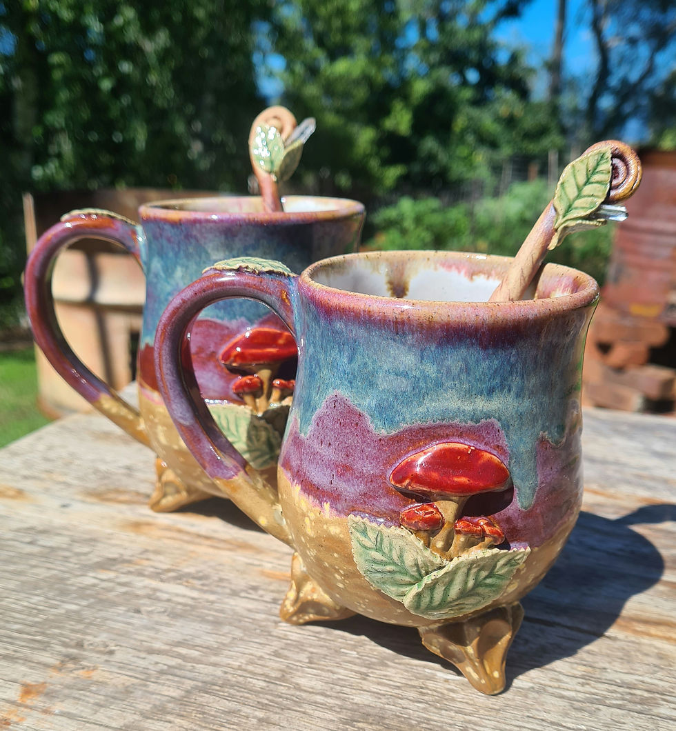 Thumbnail: Mushroom mugs with leafy crystal spoon