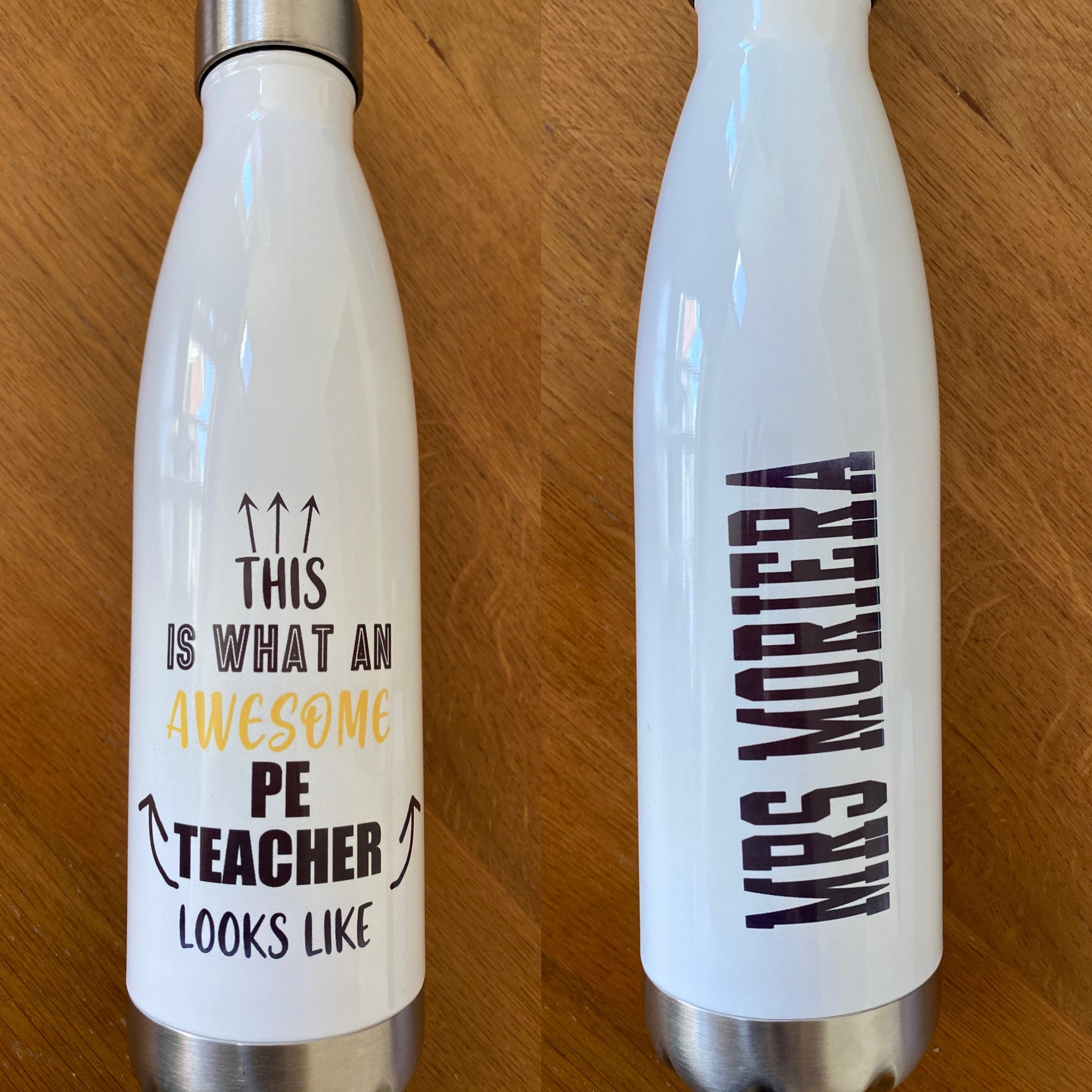 Teacher personalised water bottle