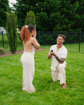 Woman surprised and happy during proposal