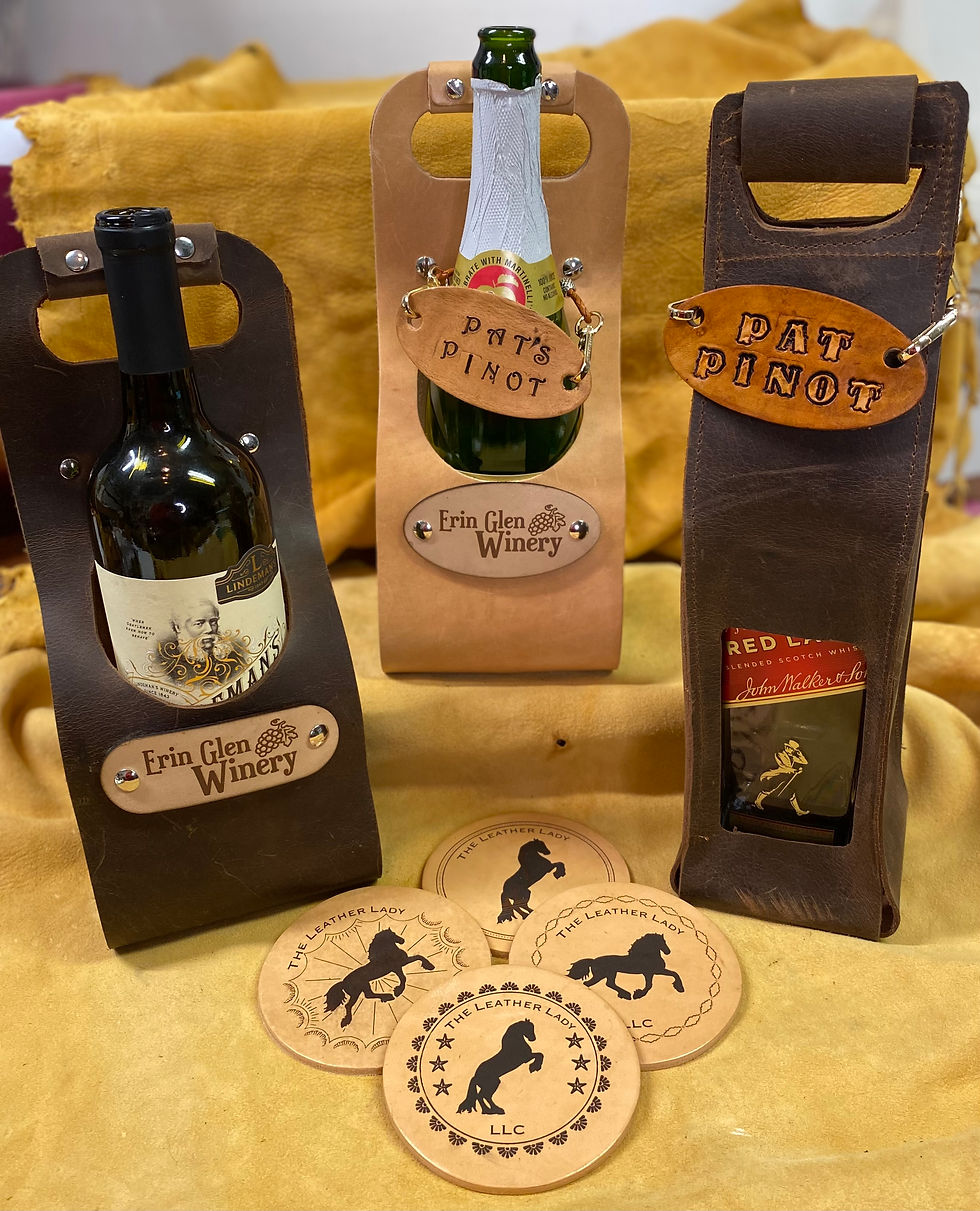 LEATHER WINE / BOTTLE CARRIERS - Single & Double