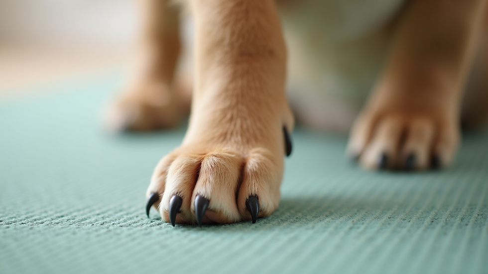 Close-up of a dog’s paw on a training mat during a session