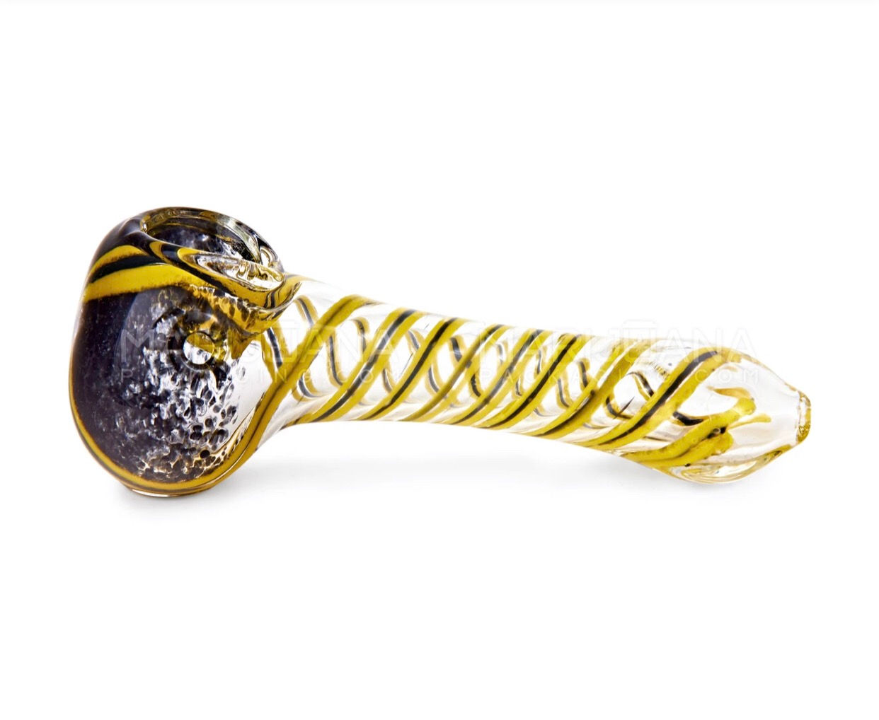 Spiral & Frit Spoon Hand Pipe | 4.5in Long - Glass
