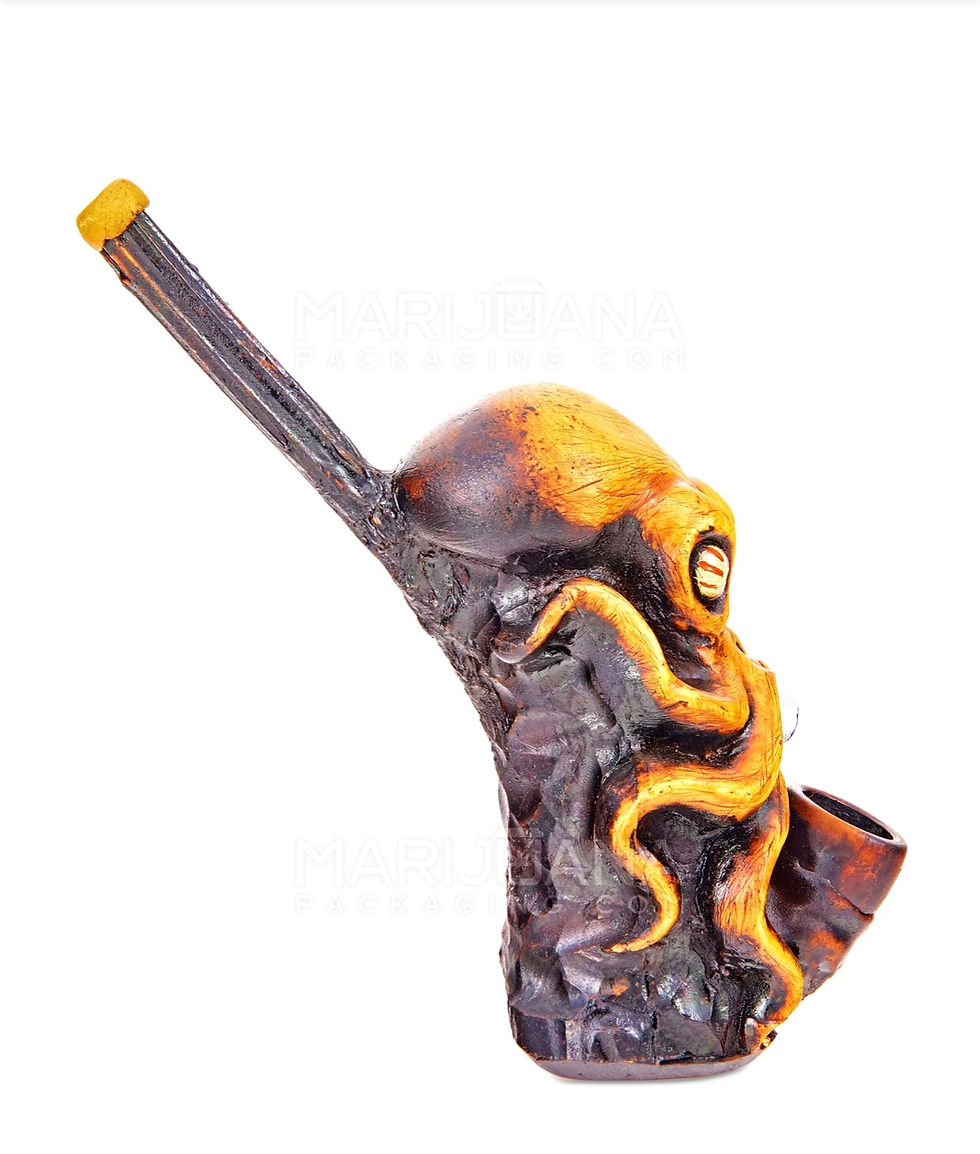 Thumbnail: Octopus Wood Pipe | 6in Tall - Wood Bowl - Orange