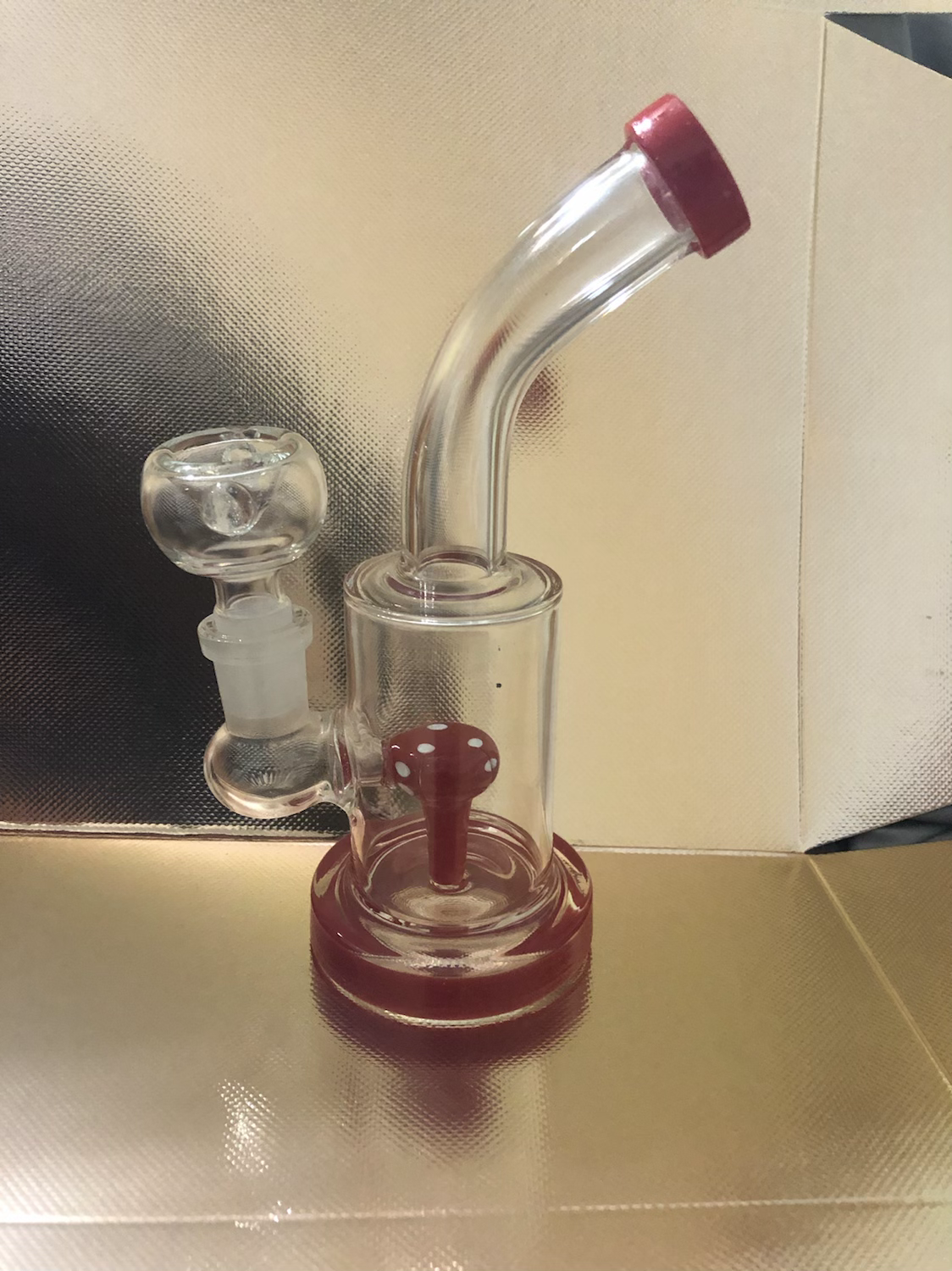 BENT NECK SWIRL ORB PERC GLASS WATER PIPE W/ THICK BASE