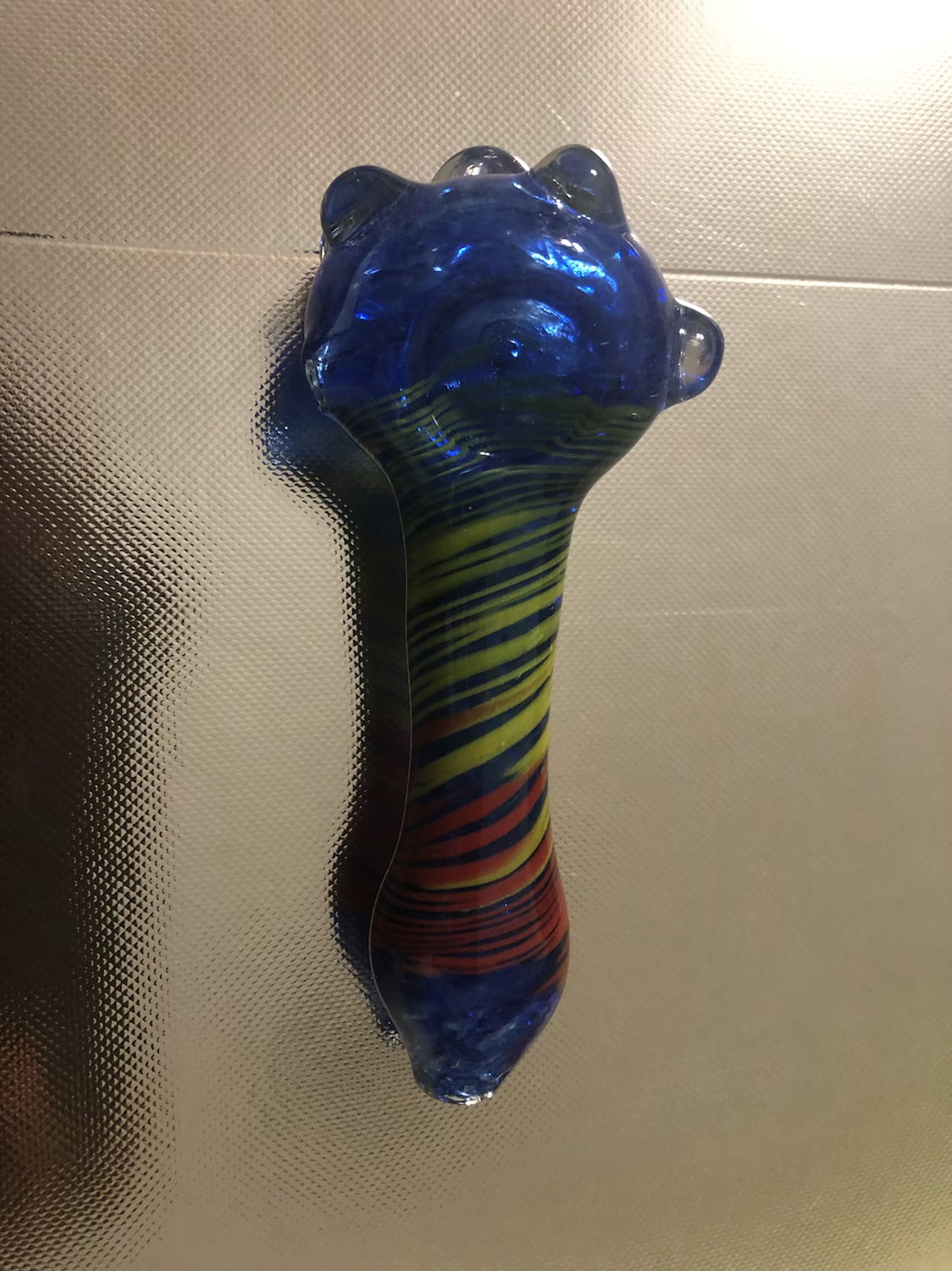 FRIT & RASTA SWIRL SPOON HAND PIPE W/ MULTI KNOCKER