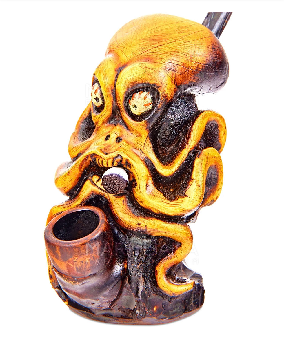 Thumbnail: Octopus Wood Pipe | 6in Tall - Wood Bowl - Orange