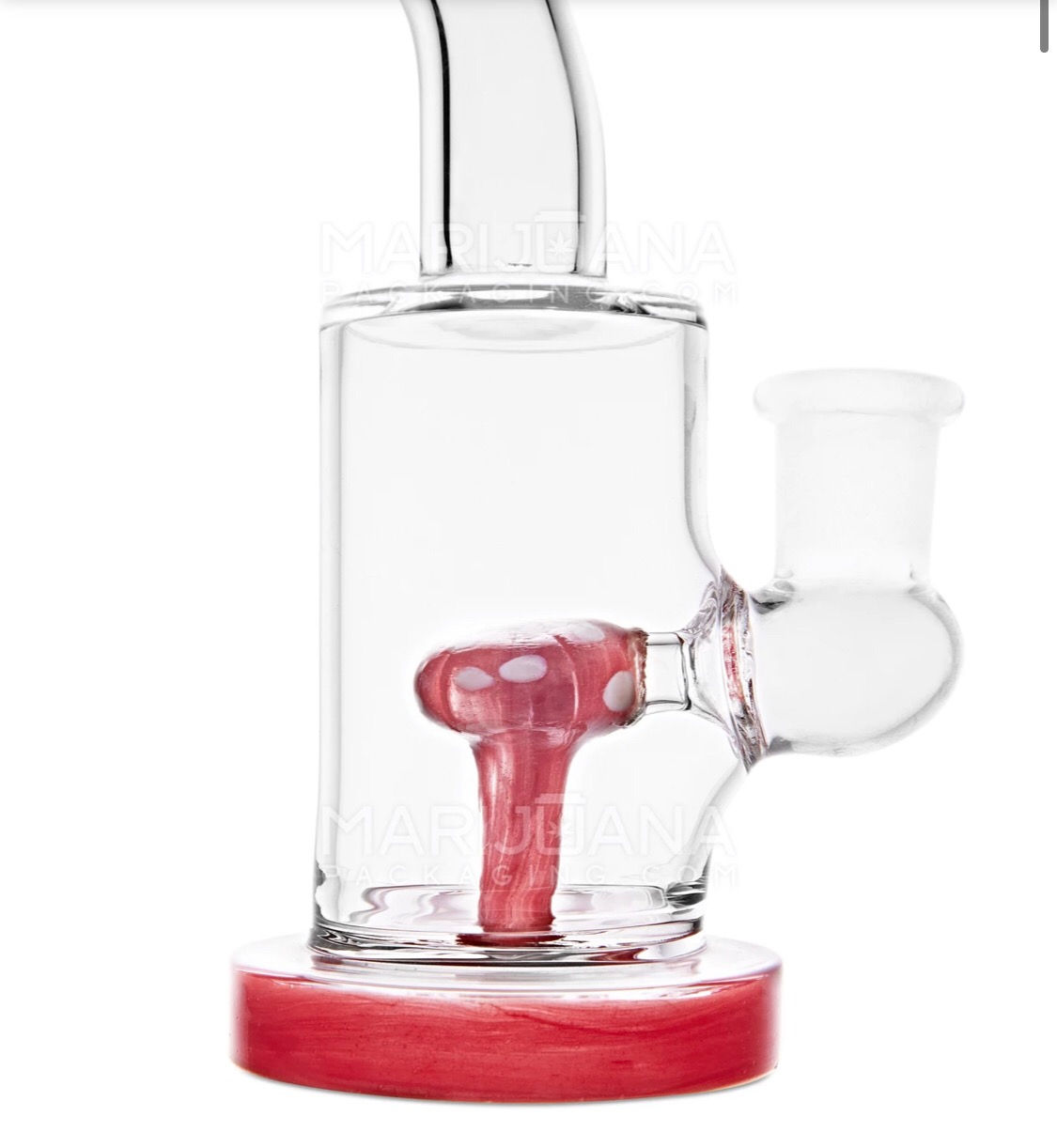 BENT NECK CIRC PERC GLASS WATER PIPE W/ THICK BASE RED