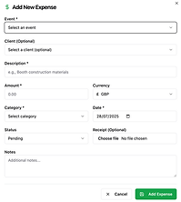ExpoPlan.io app Add New Expense screen