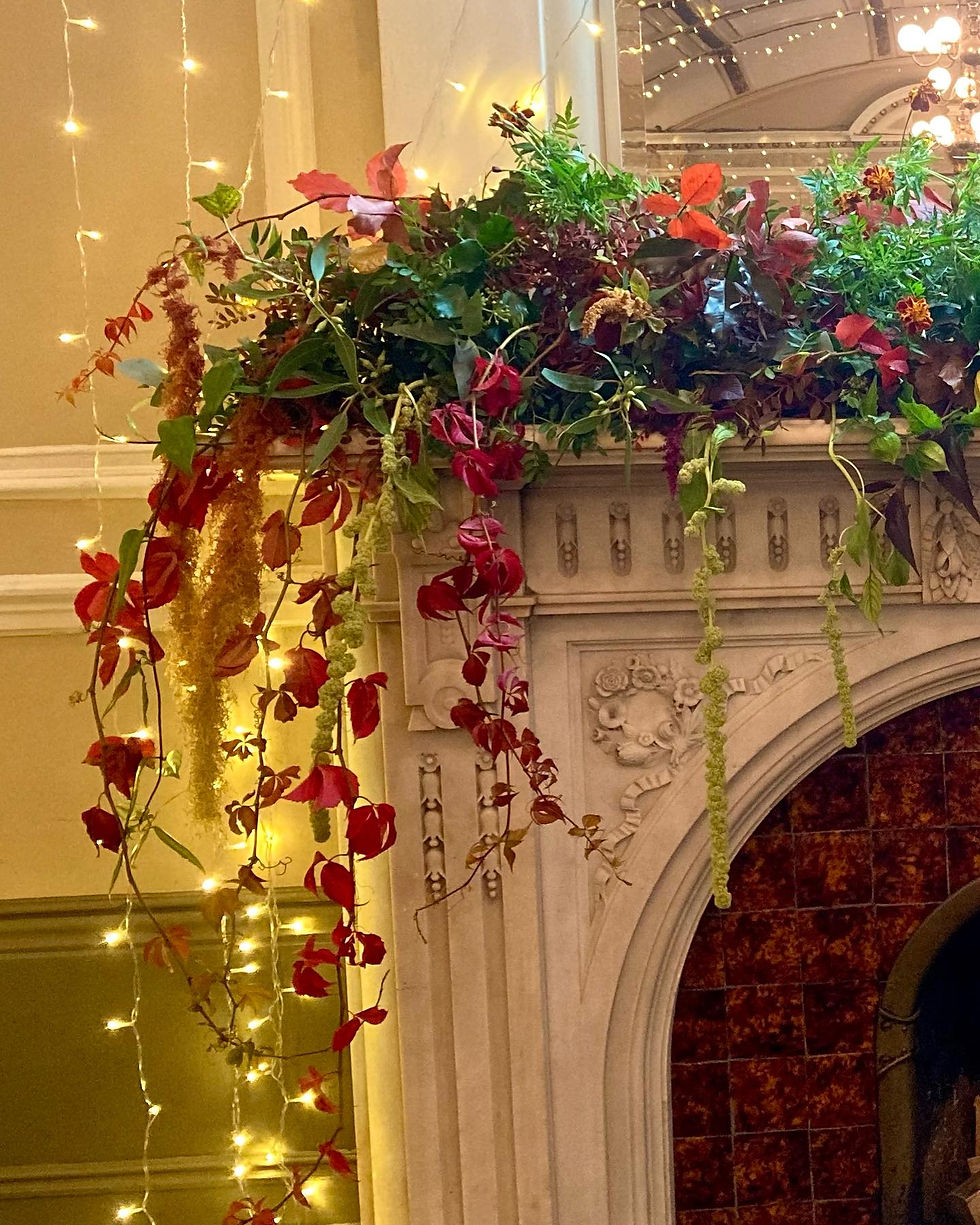 Fireplace floral decor