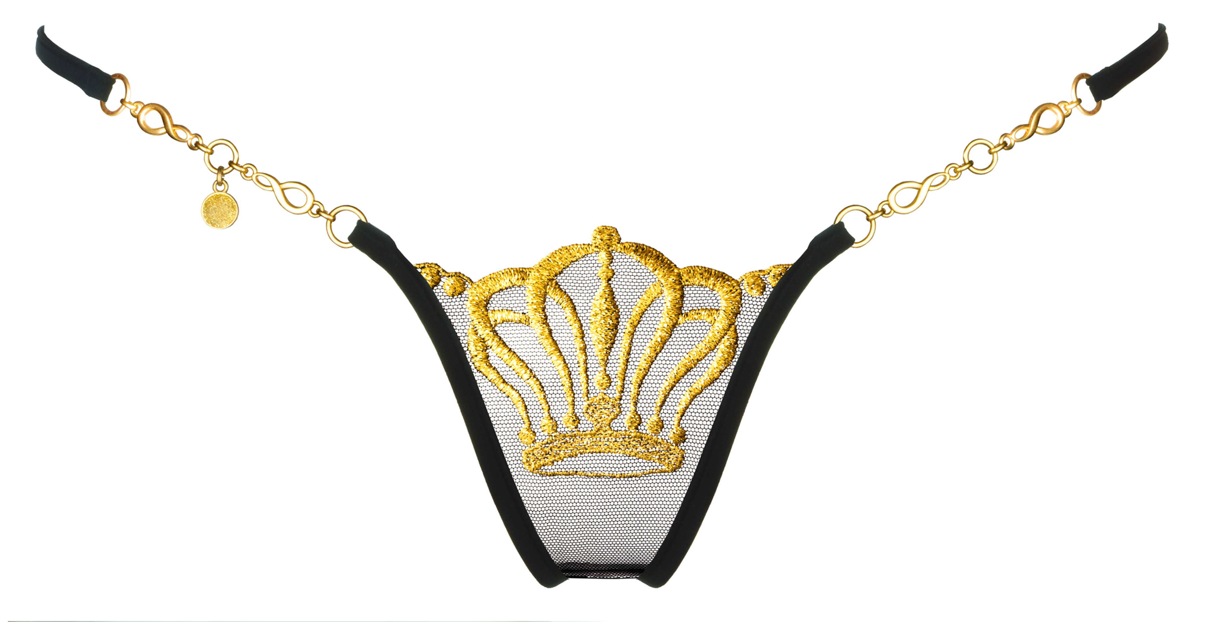 LUCKY CHEEKS tanga G String Bijou Queen Of Love černé