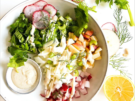 Celery Salad with Creamy Cashew Horseradish Sauce