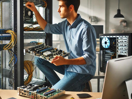 Technician working on a computer