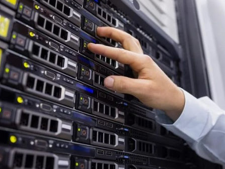 Technician setting up file sharing server