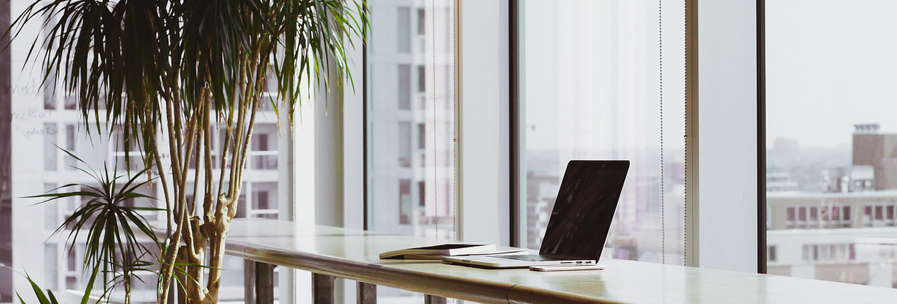 Bay window desk at an office