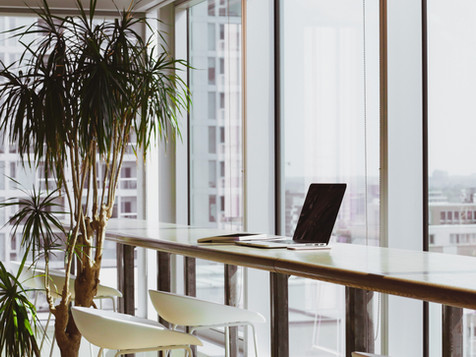 Bay window desk at an office