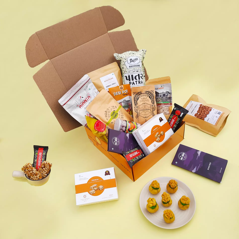 The Great Indian Snack Box with 12+ Unique and Delicious snacks. These are the best of the best snacks from across India from some of the finest artisans.