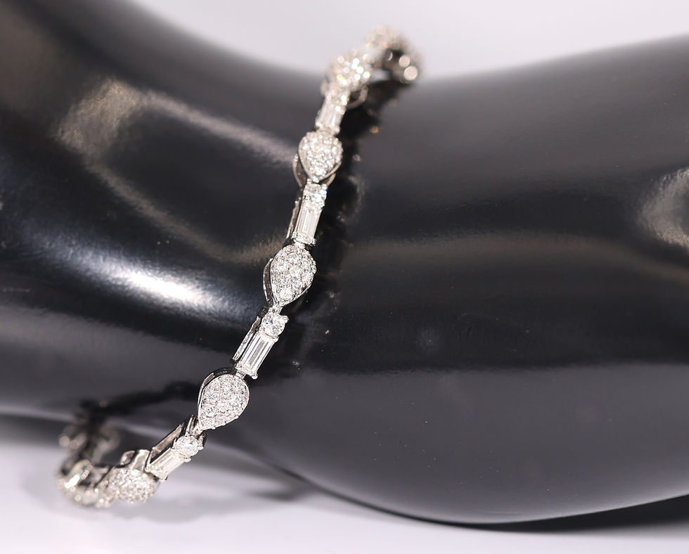 Round & Baguette Diamond Line Bracelet 2.67 tcw, 14k White Gold