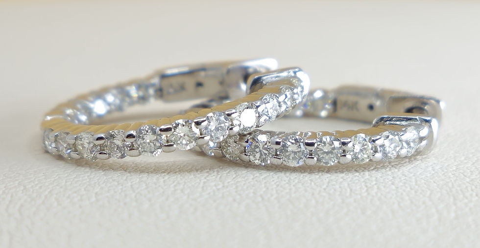 Thumbnail: Inside/Out Diamond Hoop Earrings 14k White Gold 1.12 ct