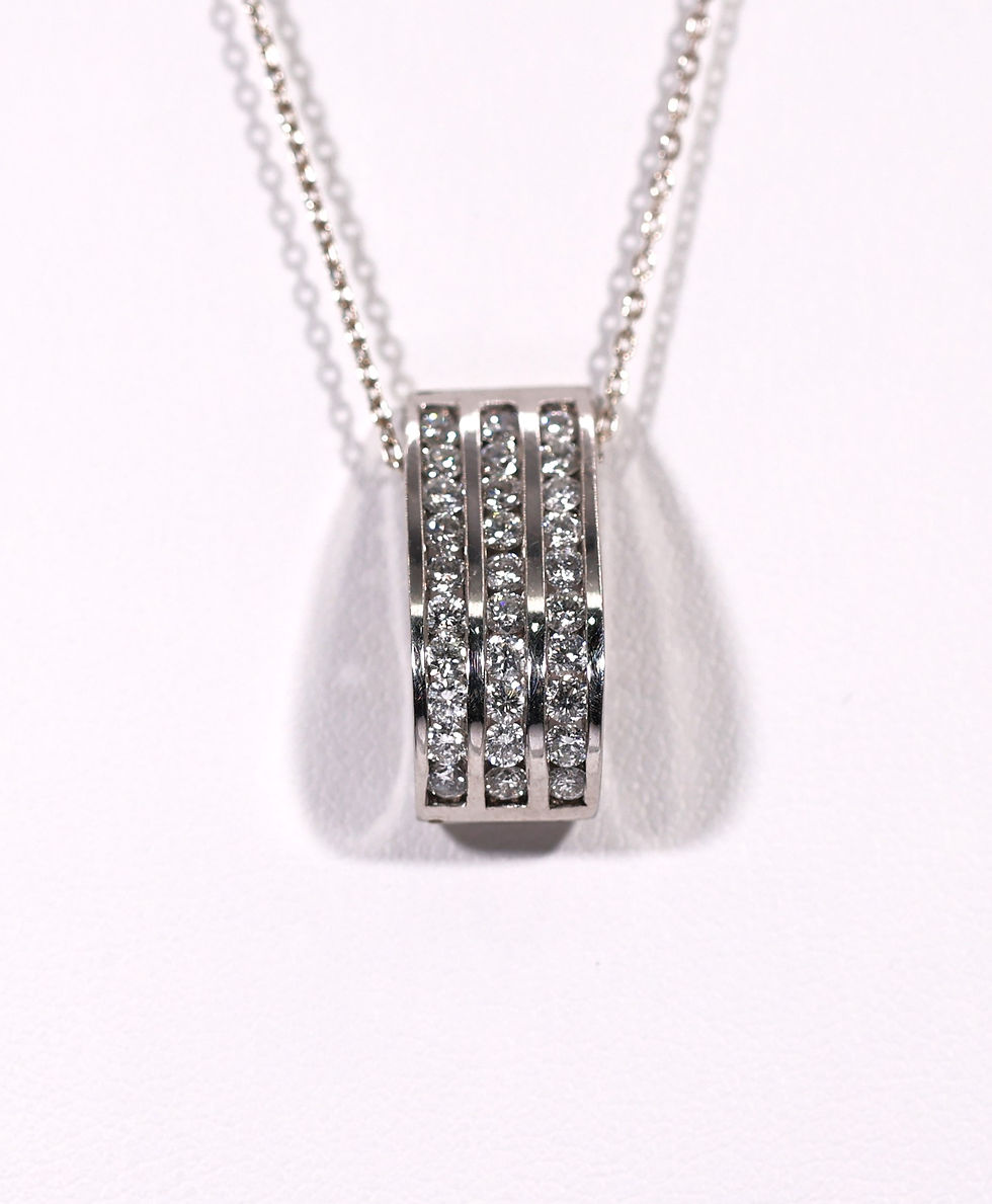 Thumbnail: Three Row Channel Set Diamond Pendant