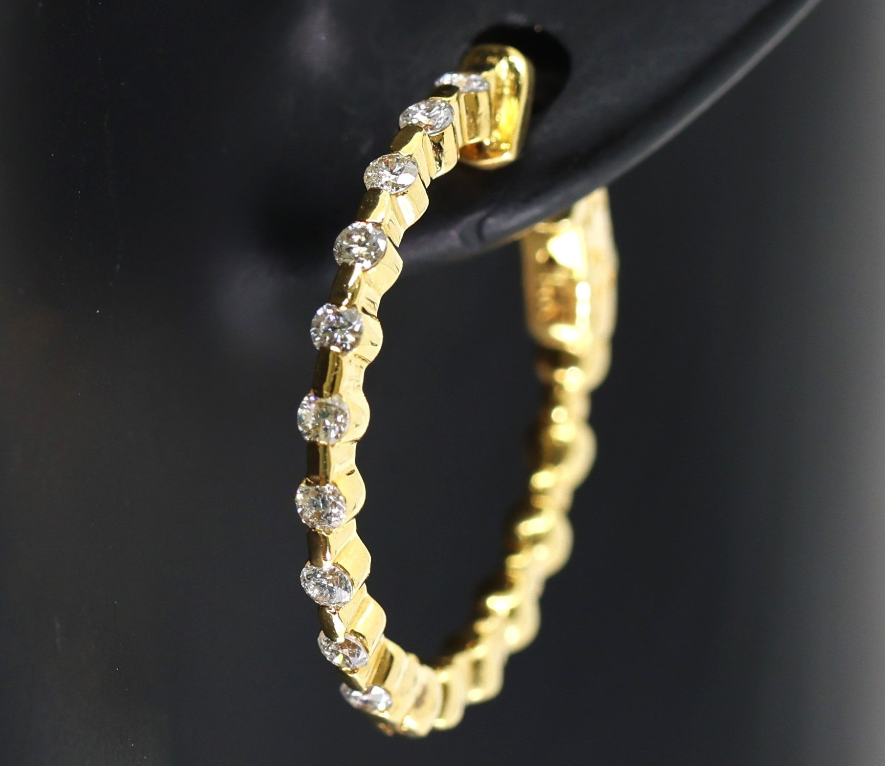Diamond Hoop Earrings 14k Yellow Gold