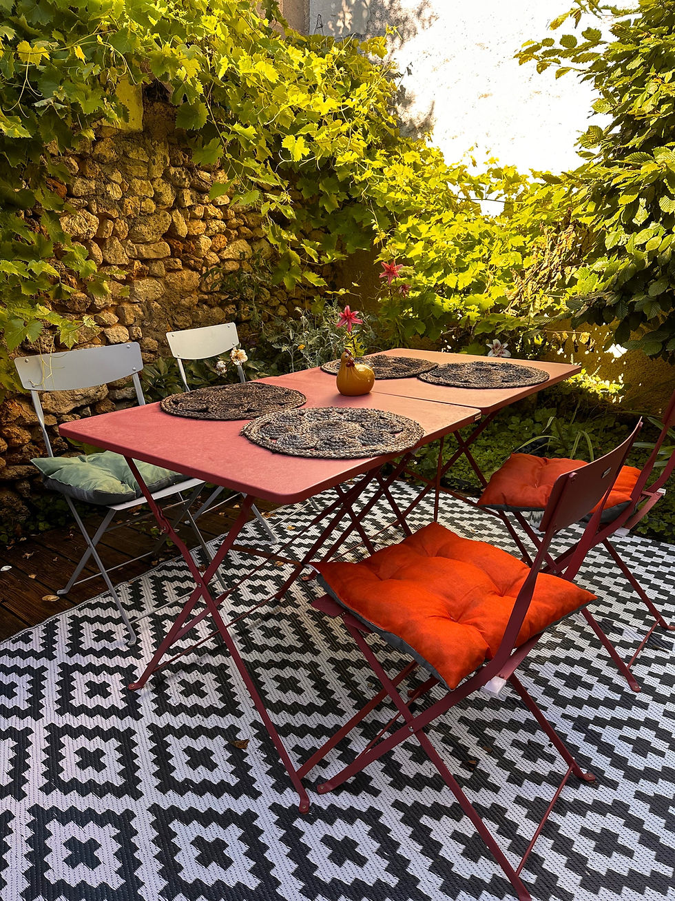 terrasse, lavoir aux roses, chedigny, village jardin