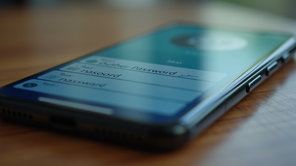 Eye-level view of a smartphone displaying a password manager app interface