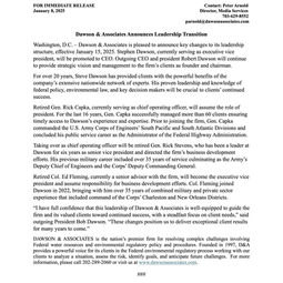 Dawson & Associates Announces Leadership Transition