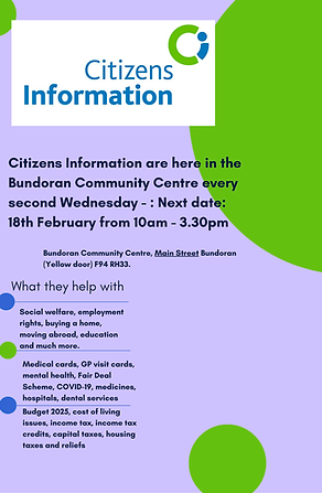 Copy of Citizens Information are here in the Bundoran Commuity Centre every 2nd Wednesday