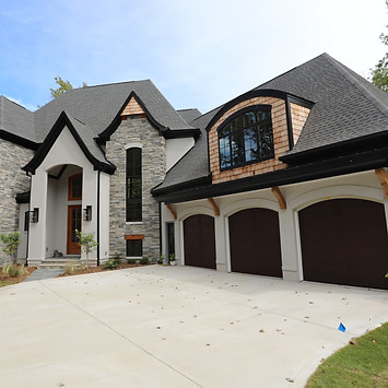 three car garage black windows