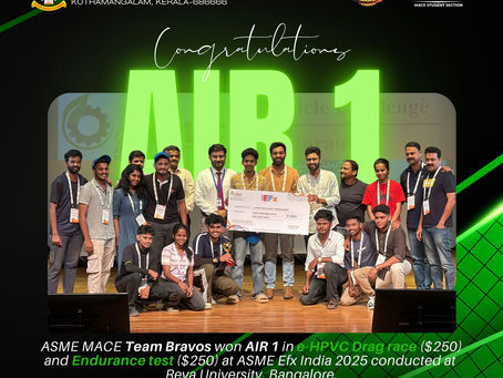 Team Bravos Secures AIR 1 in e-HPVC at ASME Efx India 2025