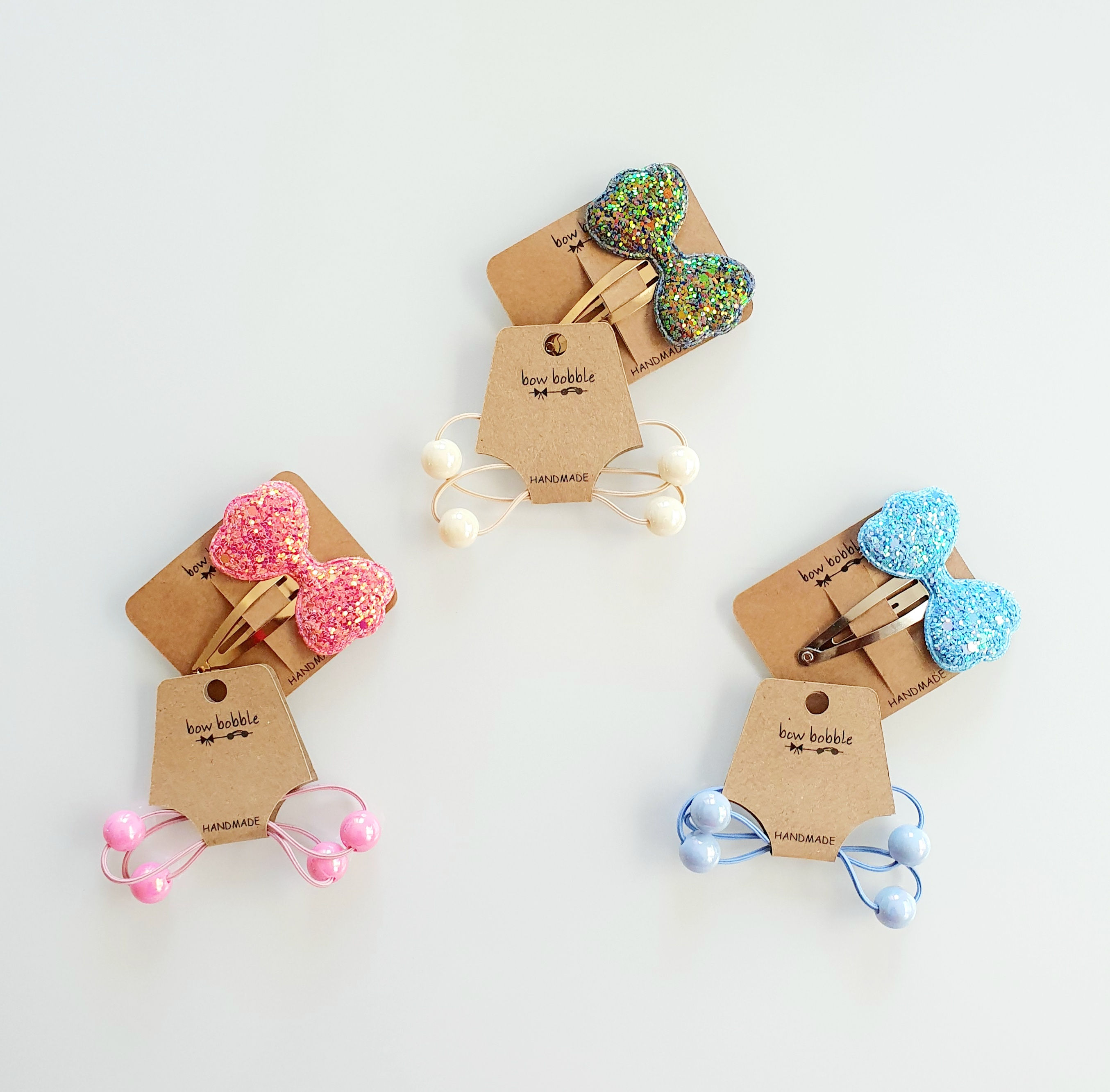 GLITTER BOW TIE MINI BOBBLE SET