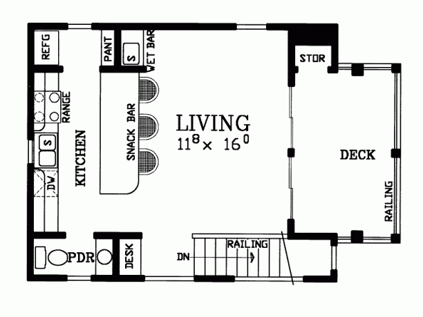 Narrow Craftsman Bungalow - 945 sq ft