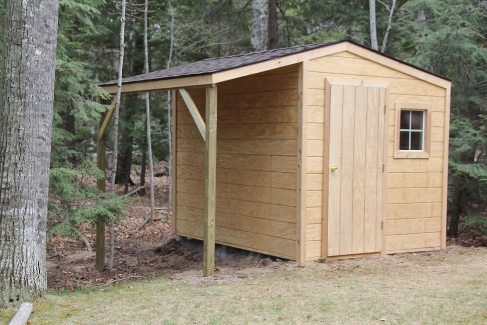 Custom Shed with Wood Storage