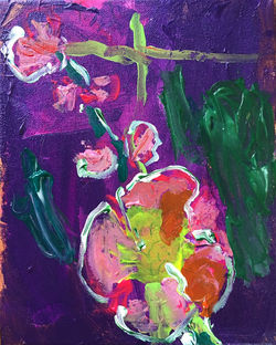 Hollyhocks - 8"x10" acrylic - SOLD