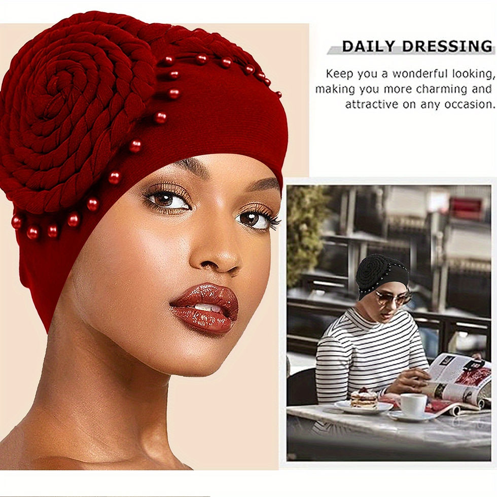 Miniatura: AWEGEO Women's Elegant Headscarf Hat - African Wedding Party Accessory, Lightwei
