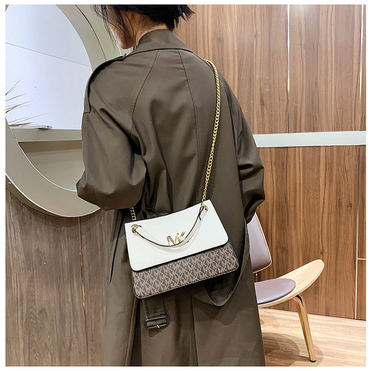 Thumbnail: Color Block Chain Strap Bag Spacious Shoulder Purse for  Large Capacity Crossbod