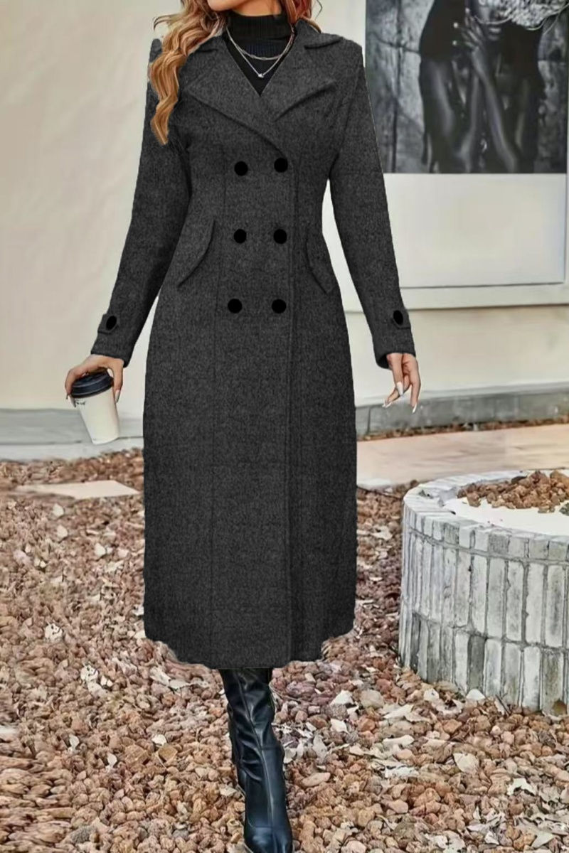 Miniatura: European and American autumn and winter fashion women's lining double-breasted w