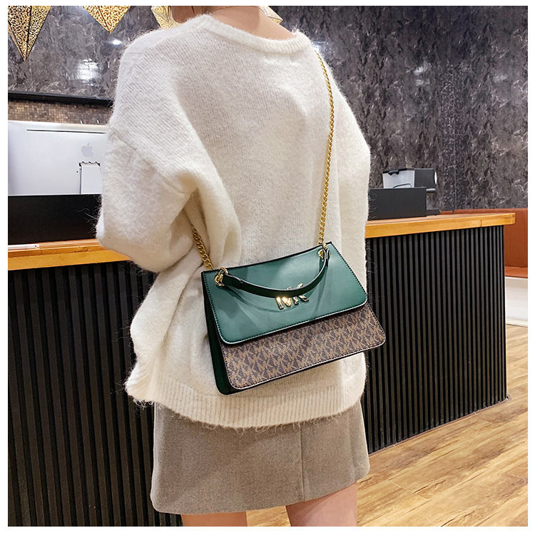 Thumbnail: Color Block Chain Strap Bag Spacious Shoulder Purse for  Large Capacity Crossbod