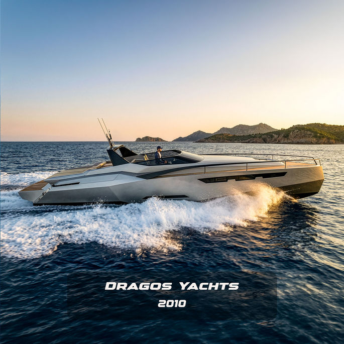 Side profile of a stealth-inspired 12-meter Dragos Yachts day boat cruising at sea, featuring sharp faceted lines and a metallic silver finish, designed by Yacht exterior designer Emrah Onemli.