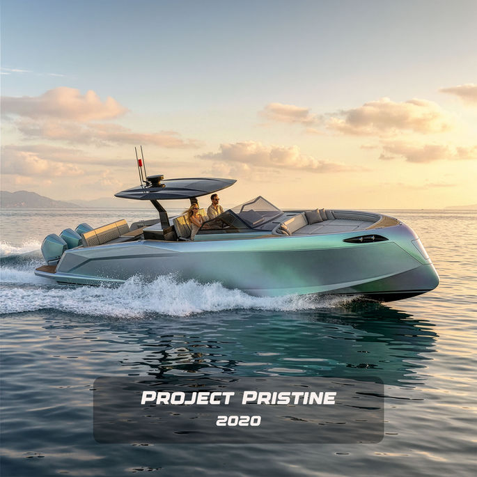 Discover Project Pristine, a 12m day cruiser by Yacht exterior designer Emrah Onemli. A pure, adaptable exterior design ready for versatile engine configurations.