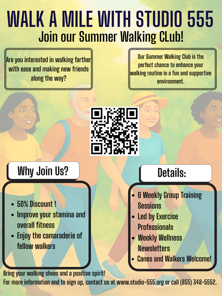 Summer Walking Challenge Poster for Studio 555 Walking Club