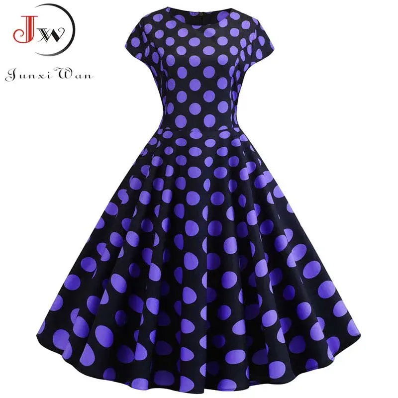 Miniatura: Women Floral Print Summer Dress 50s 60s Vintage Dress Female Short Sleeve Retro