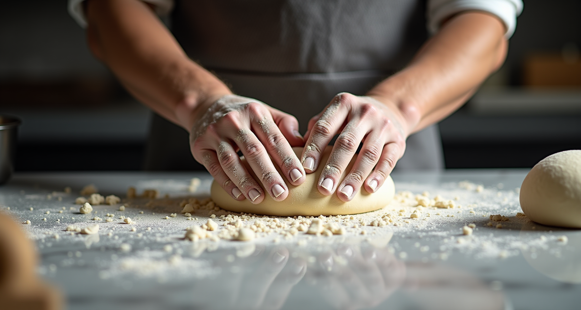 Baker kneading dough