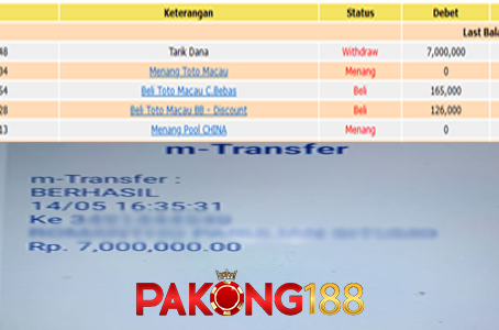Bukti Withdraw Member Pakong188