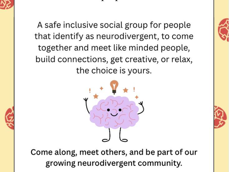 Flyer for Spectrum Collective, a neurodivergent community event on Nov 26, 11-1 pm at The Place, Ayr. Features smiling cartoon brain.