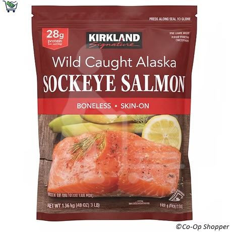 Kirkland Signature Wild Alaskan Sockeye Salmon, 5 oz - 7 oz Portion, 3 lbs