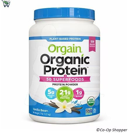 Orgain Organic Protein and Superfoods Powder, Vanilla Bean, 2.7 lbs