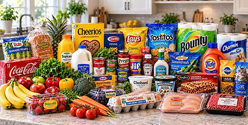 Assortment of everyday groceries and household essentials available through My Grocery Service